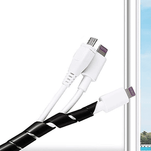 Espiral Plástico Ordena Cable 12mm Negro (10 Metros)