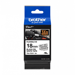 Cinta Etiquetadora Brother TZE-FX241 18mm Negro En Blanco