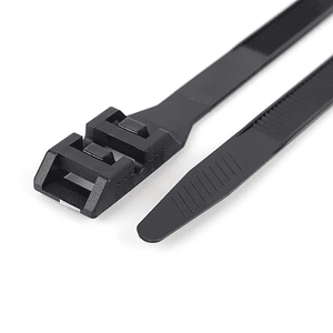 Amarra Cable Negra Doble Hebilla 360 x 9.0 mm (100 Unidades)