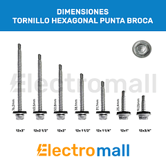 Tornillo Hexagonal Punta Broca 12 x 3" Caja 100 Unidades