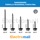 Tornillo Hexagonal Punta Fina 10 x 2 1/2