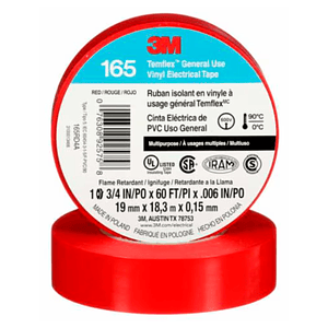 Cinta Aislante PVC Temflex 165 3M 19mm 18 metros Rojo
