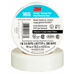 Cinta Aislante PVC Temflex 165 3M 19mm 18 metros Blanco