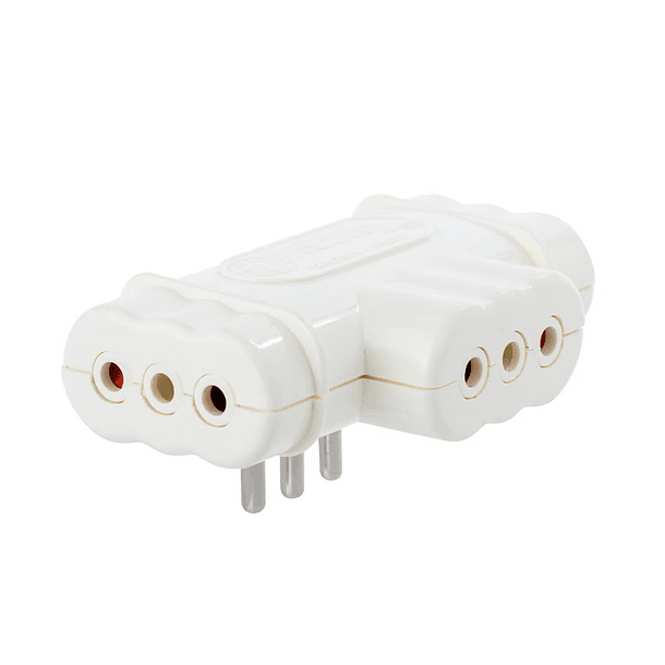 Adaptador Enchufe Triple Plano 10A 2P+T 250V 1