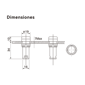 Luz Piloto LED 16mm 220V Verde IP54