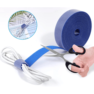 Amarra Velcro Doble Faz Clásica 20mm Rollo 20 Metros Azul