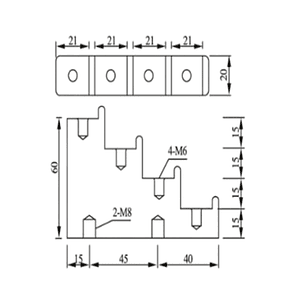 Aislador tipo Escalera de Resina 4x20 con Pernos