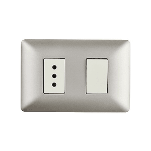 Interruptor Simple 9/12 + Enchufe Simple 10A 220V Champagne