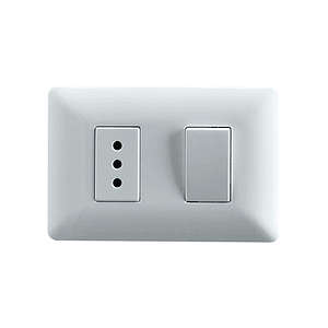 Interruptor 9/12 + Enchufe 10A 220V Blanco Stanford 2915