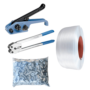 Kit Enzunchadora + Rollo Zuncho 1500m + Sellos Metalicos