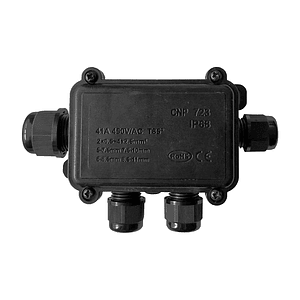 Caja Estanca de Conexión 1x3 Negra IP68