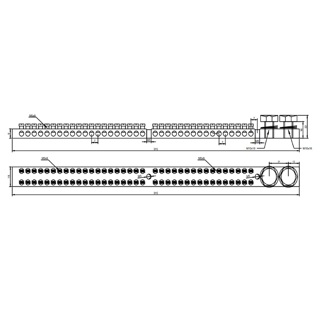 Barra Terminal de Bronce 2x36P 3