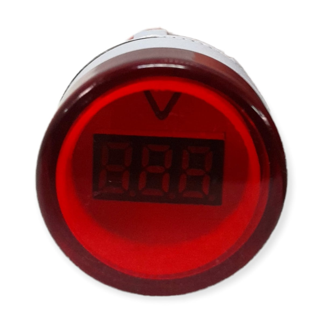 Luz Piloto LED Roja 22mm con Voltímetro 60-500V 1