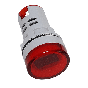 Luz Piloto LED Roja 22mm con Voltímetro 60-500V