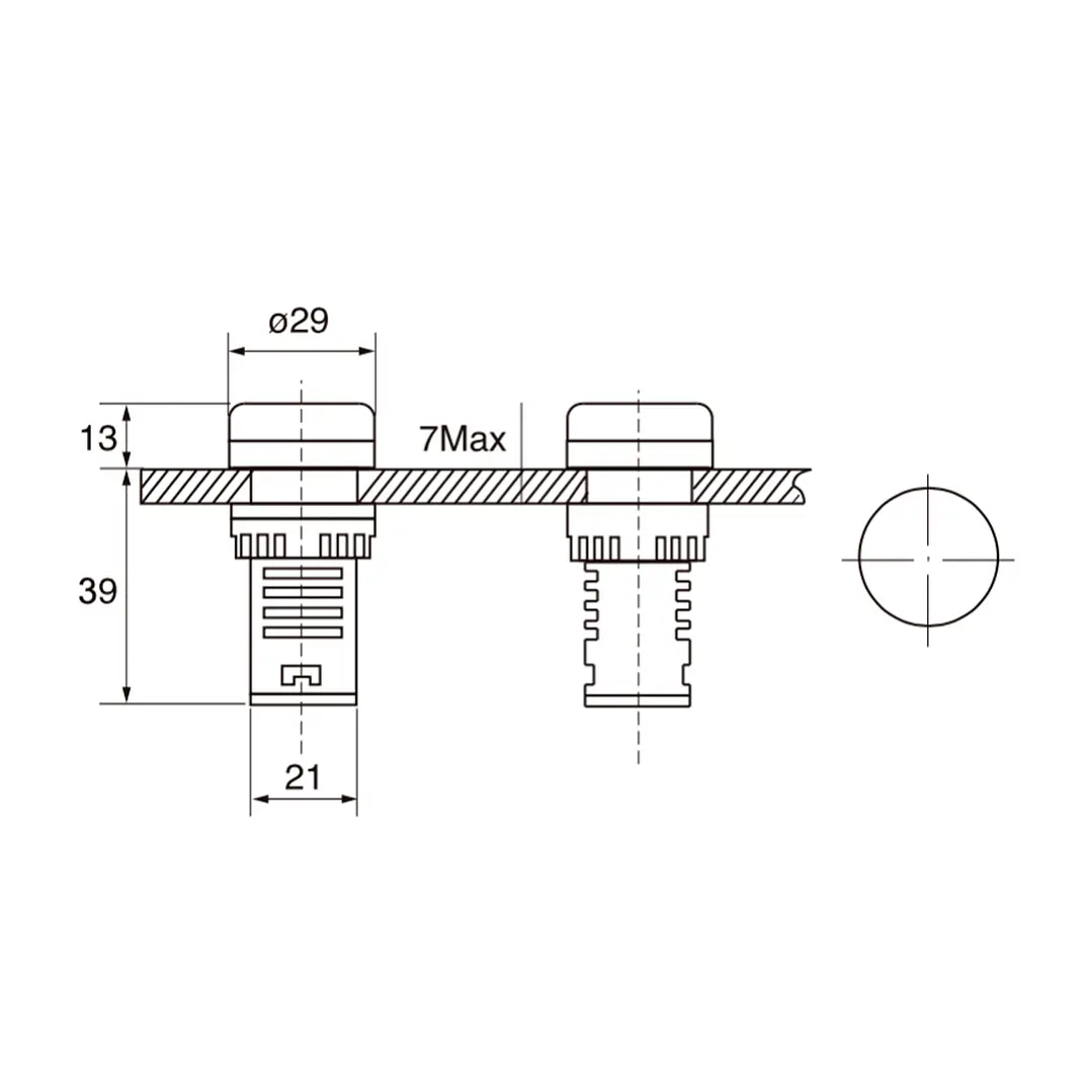 Luz Piloto LED 22mm 24V Amarillo IP54 2