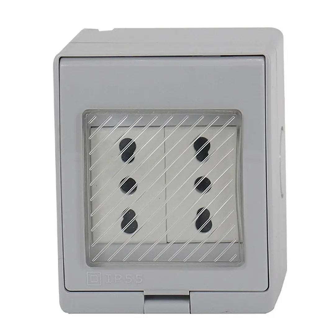 Hidrobox Sobrepuesto Enchufe Doble 10/16A 250V 1