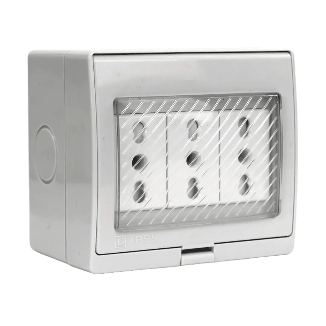 Hidrobox Sobrepuesto Enchufe Triple 10/16A 250V 3