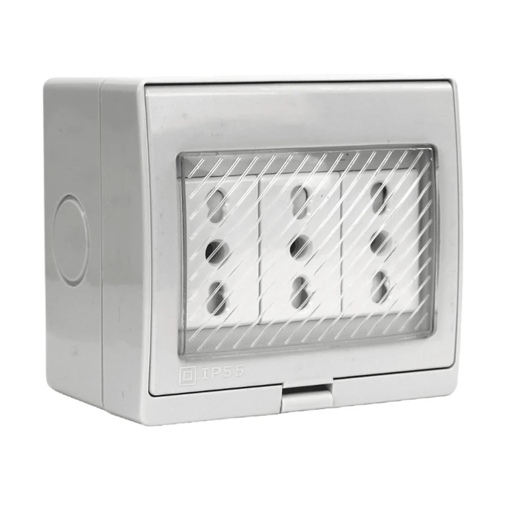 Hidrobox Sobrepuesto Enchufe Triple 10/16A 250V 3