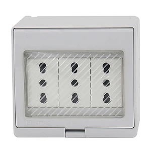 Hidrobox Sobrepuesto Enchufe Triple 10/16A 250V
