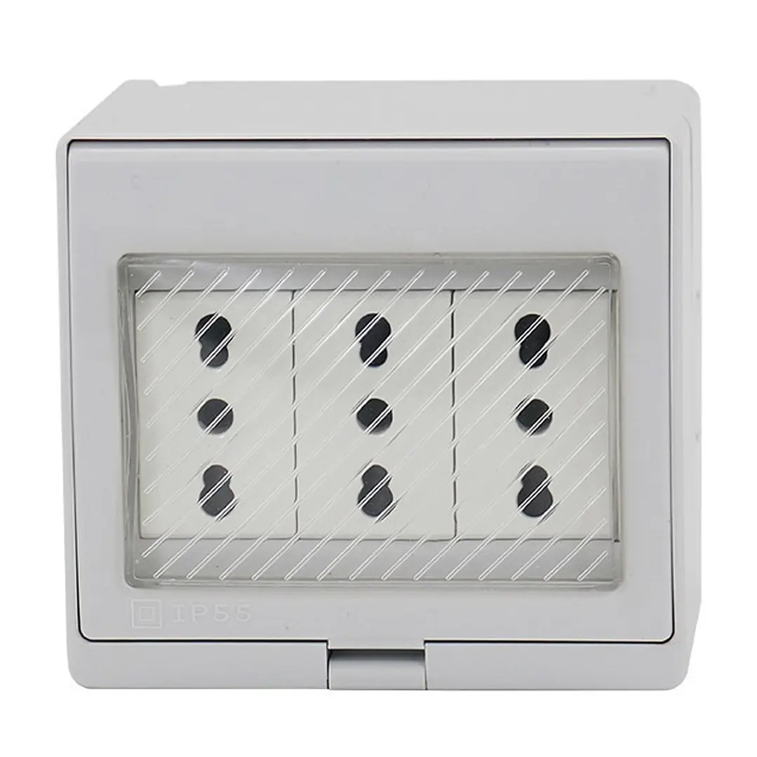 Hidrobox Sobrepuesto Enchufe Triple 10/16A 250V 1