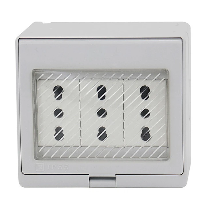 Hidrobox Sobrepuesto Enchufe Triple 10/16A 250V 1