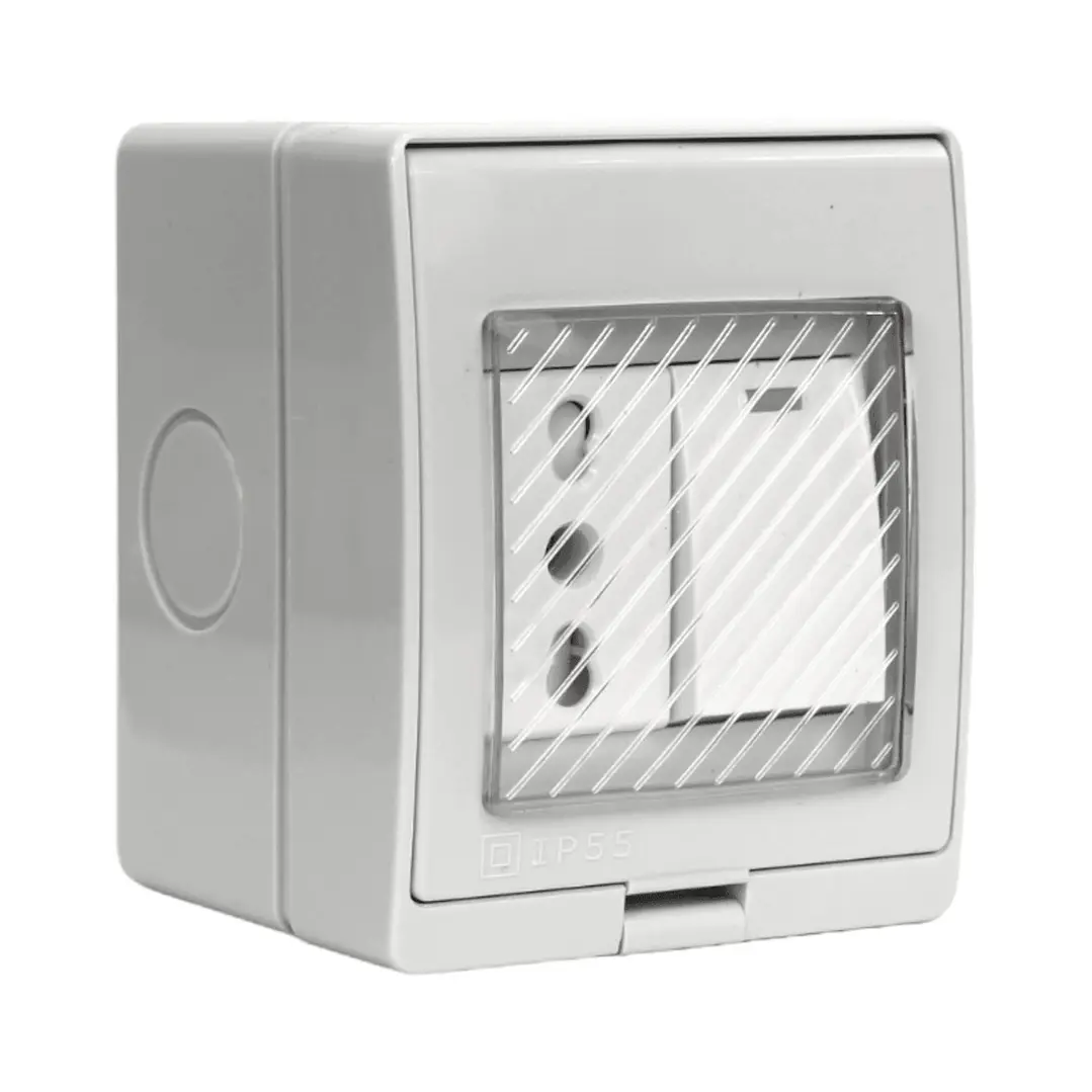 Hidrobox Sobrepuesto Enchufe 10/16 + Interruptor 9/12 2