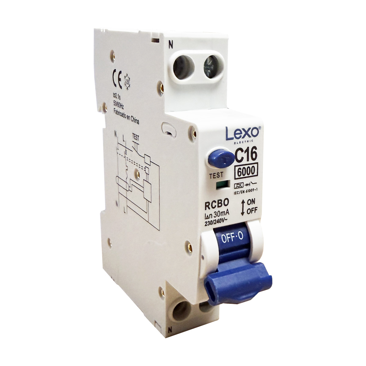 Automático Diferencial RCBO 1x16 Curva C 6kA 30mA Lexo