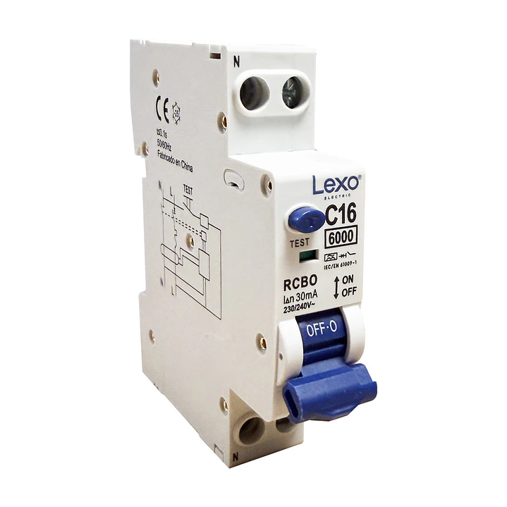 Automático Diferencial RCBO 1x16 Curva C 6kA 30mA Lexo 1