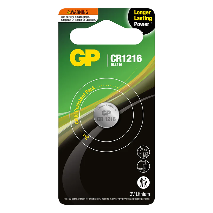 Pila Botón de Litio GP CR1216 3V 1 Unidad 1