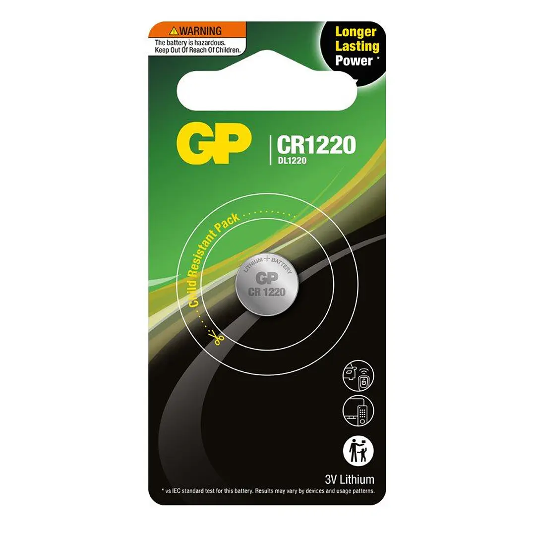 Pila Botón de Litio GP CR1220 3V 1 Unidad 1