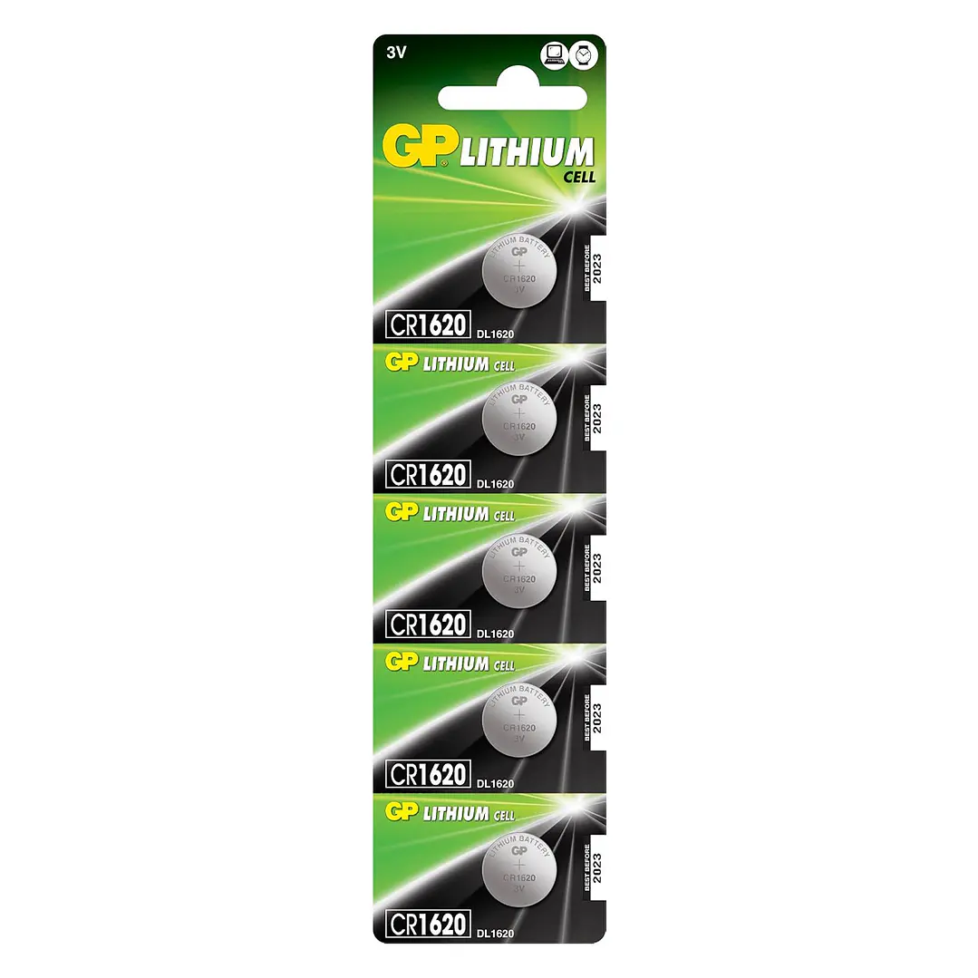 Pila Botón de Litio GP CR1620 3V 5 Unidades 1