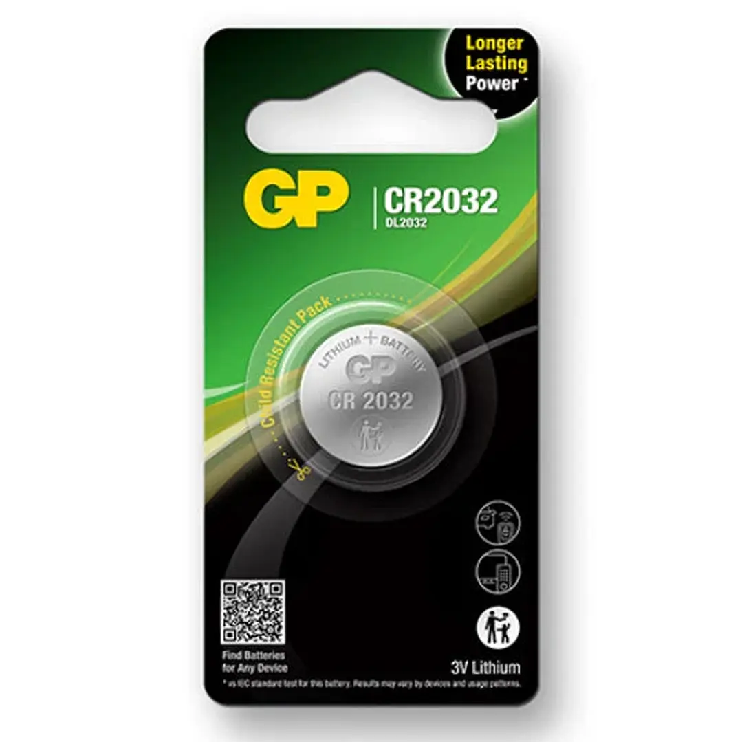 Pila Botón de Litio GP CR2032 3V 1 Unidad 1