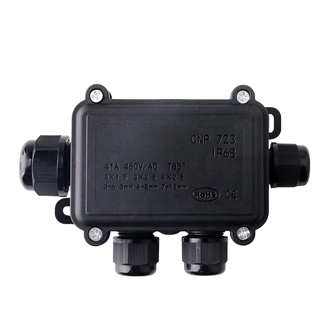 Caja Estanca de Conexión 1x3 Negra IP68 1
