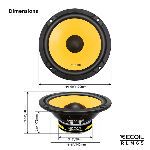 Componentes Recoil RLM65 Level-3 6.5” – 80W RMS / Sonido Potente y Definido 3
