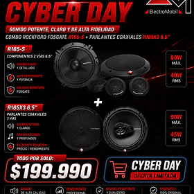 Componentes Rockford Fosgate R165-S + Parlantes Coaxiales R165X3 6.5″ | 80W / 40W RMS + 90W / 45W RMS