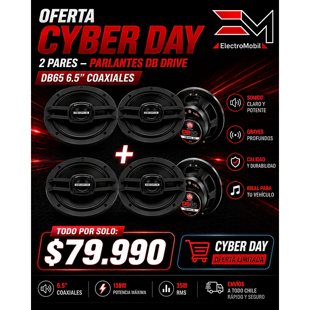 PROMO 2 PARES – Parlantes DB Drive DB65 6.5” Coaxiales 1