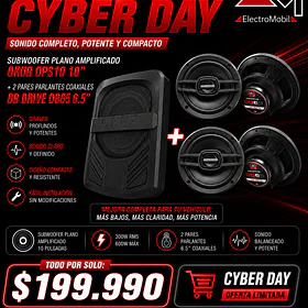 Combo DB Drive: Subwoofer Plano Amplificado OPS10 + 2 Pares Parlantes DB65 6.5”