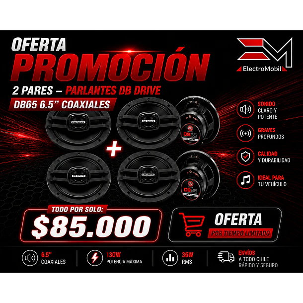 PROMO 2 PARES – Parlantes DB Drive DB65 6.5” Coaxiales 1
