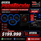 Combo Recoil Audio 4 Parlantes RCX65 6.5” + Subwoofer Amplificado Plano RLS10 10” | 150W RMS Bajo Asiento 1