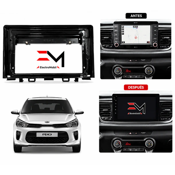 Adaptador de Radio 9” Kia Rio 2018+ | Bisel Color Negro 3