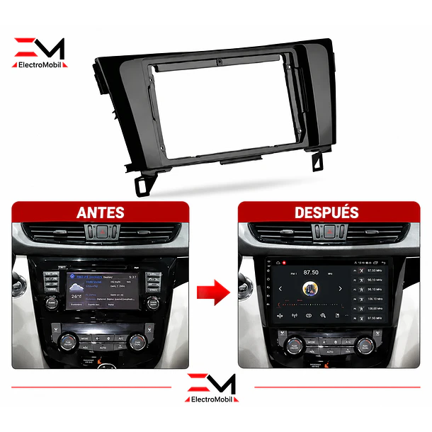 Adaptador de Radio 10.1” Nissan X-Trail / Qashqai 2015+ | Bisel 3