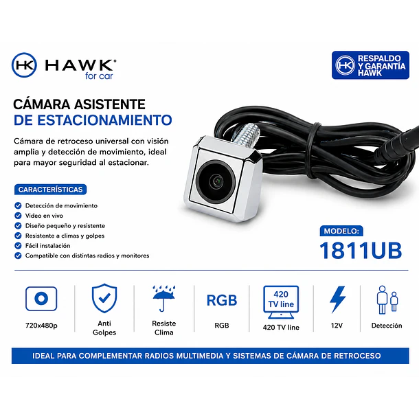 Cámara de Retroceso Hawk 1811UC – Asistente de Estacionamiento 2