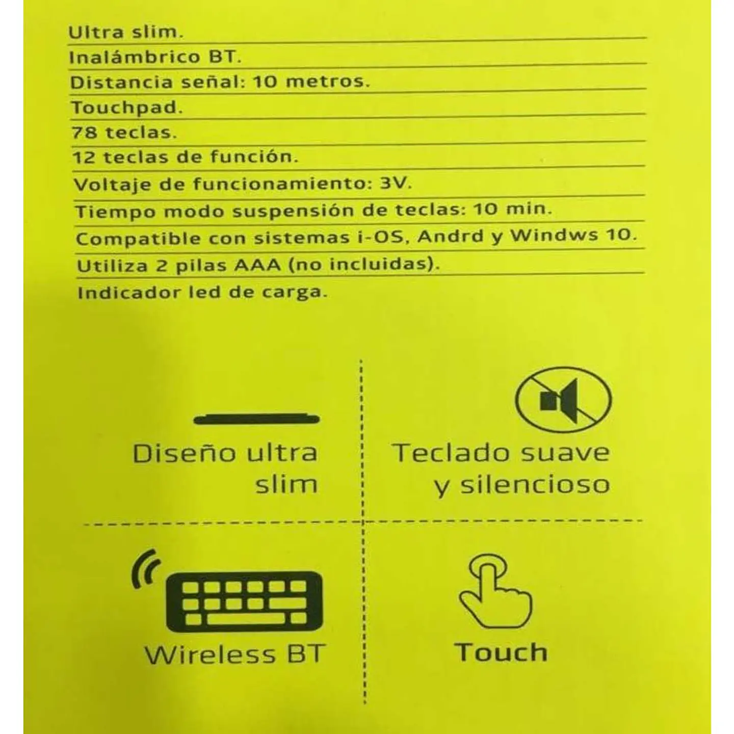 Teclado Inalámbrico + Touchpad / Bluetooth / Tl028 3