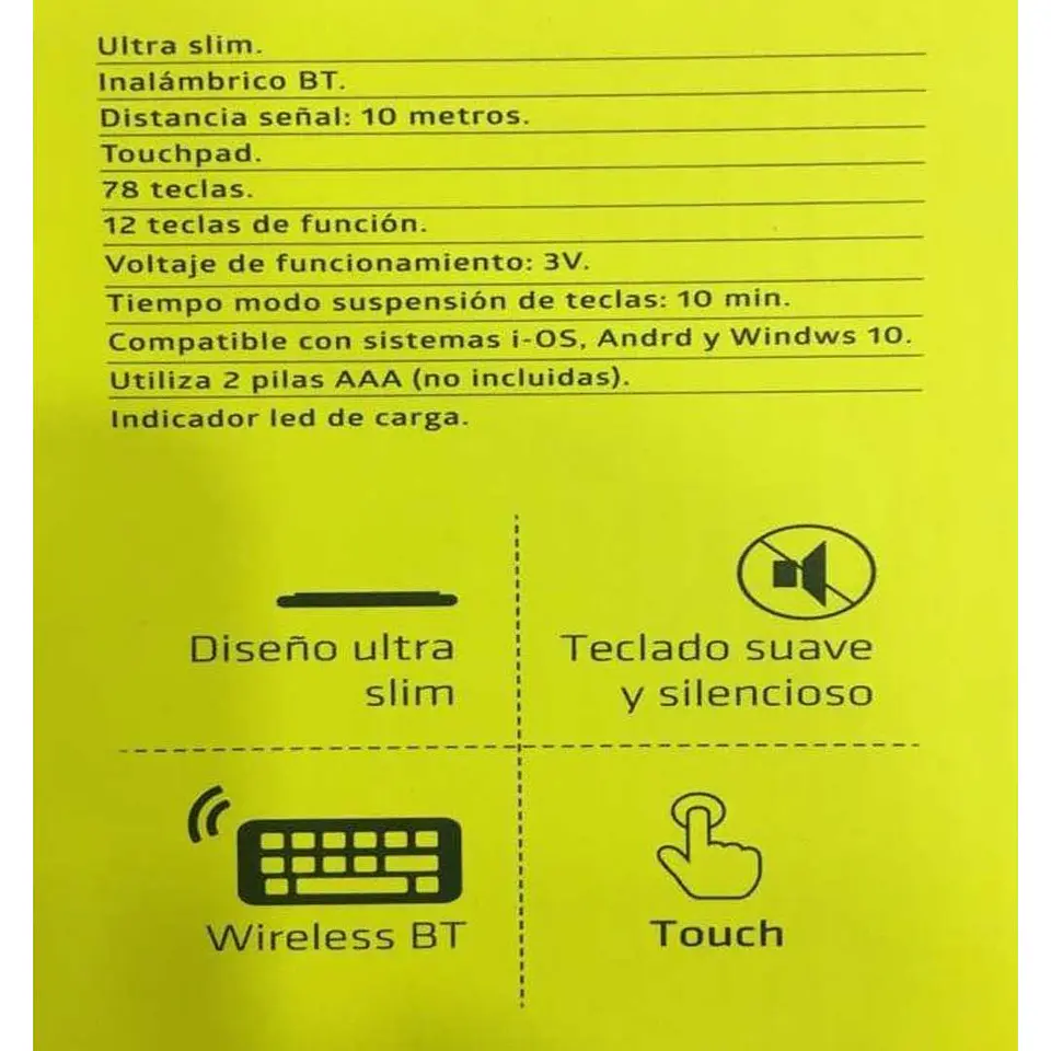 Teclado Inalámbrico + Touchpad / Bluetooth / Tl028 3
