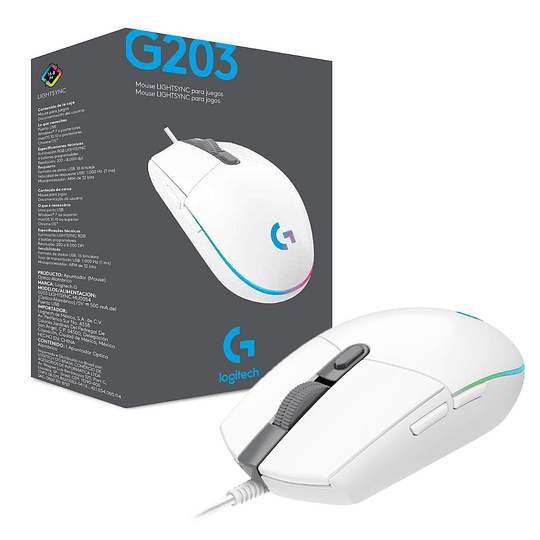 Mouse Gamer Logitech G203 Rgb Lightsync Blanco