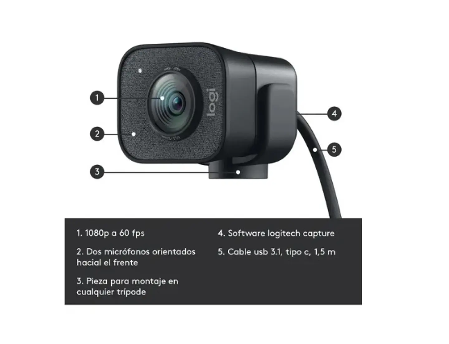 Webcam Logitech Streamcam Plus Usb-c Full Hd- Electromundo 4