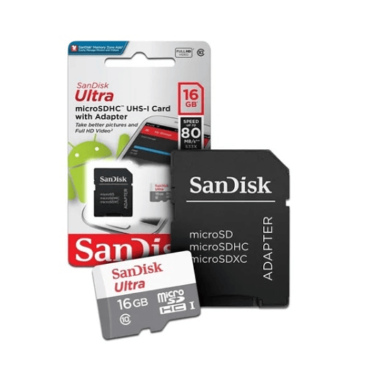  Tarjeta Memoria Micro Sd Sandisk 16gb 80mb/s Ultra Clase 10 - ElectroMundo.