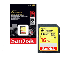 Tarjeta SD 16GB Clase 10 Sandisk Extreme - ElectroMundo.