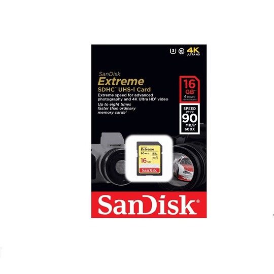 Tarjeta SD 16GB Clase 10 Sandisk Extreme - ElectroMundo.