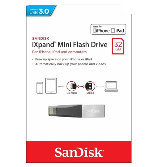 Pendrive SanDisk iXpand Mini 32GB 3.0 negro y plateado - ElectroMundo.